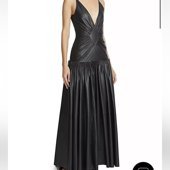 loewe leather dress LOEWE leather dress gown pleated AMAZING 7600$ S